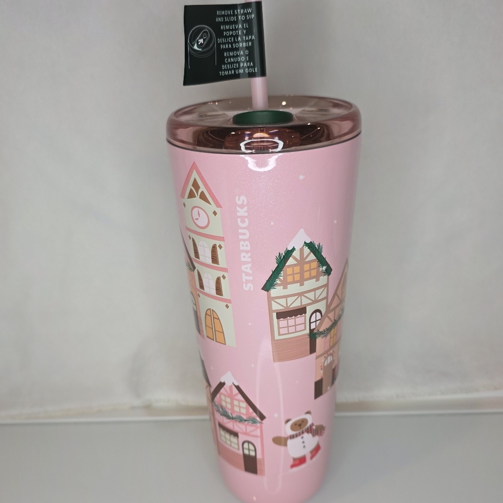 **RARE** BNWT Starbucks Pink FairyTale Holiday Hot/Cold Tumbler